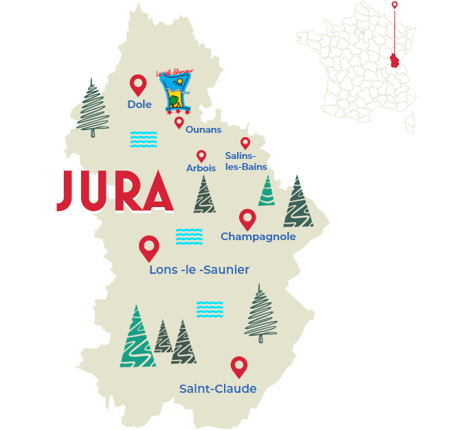 Carte d’accès du camping dans le Jura Le Val d’Amour
