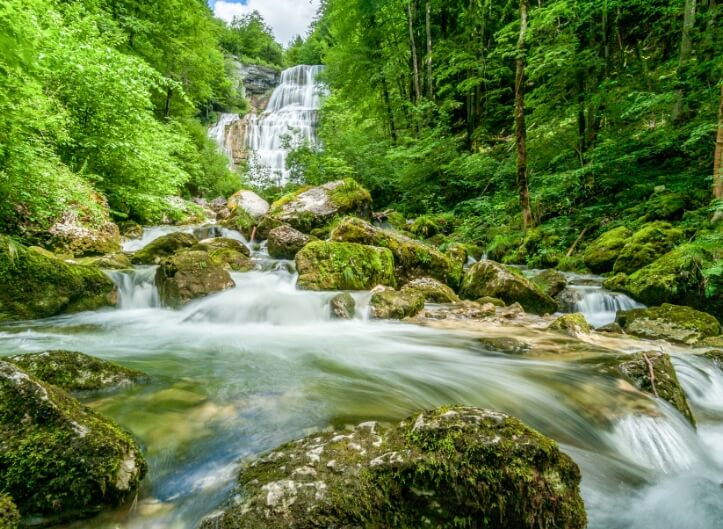 Les cascades du Hérisson à proximité du camping dans le Jura, le Val d’Amour