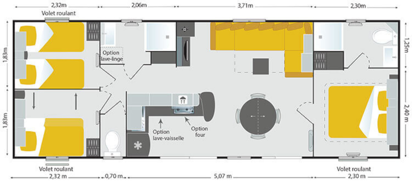 Grundriss des Mobilheims Apollon Rivera