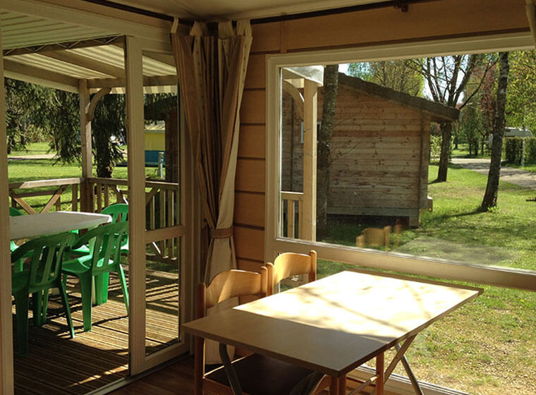 Terrasse Mobilheim Loggia Campingplatz Le Val d'Amour