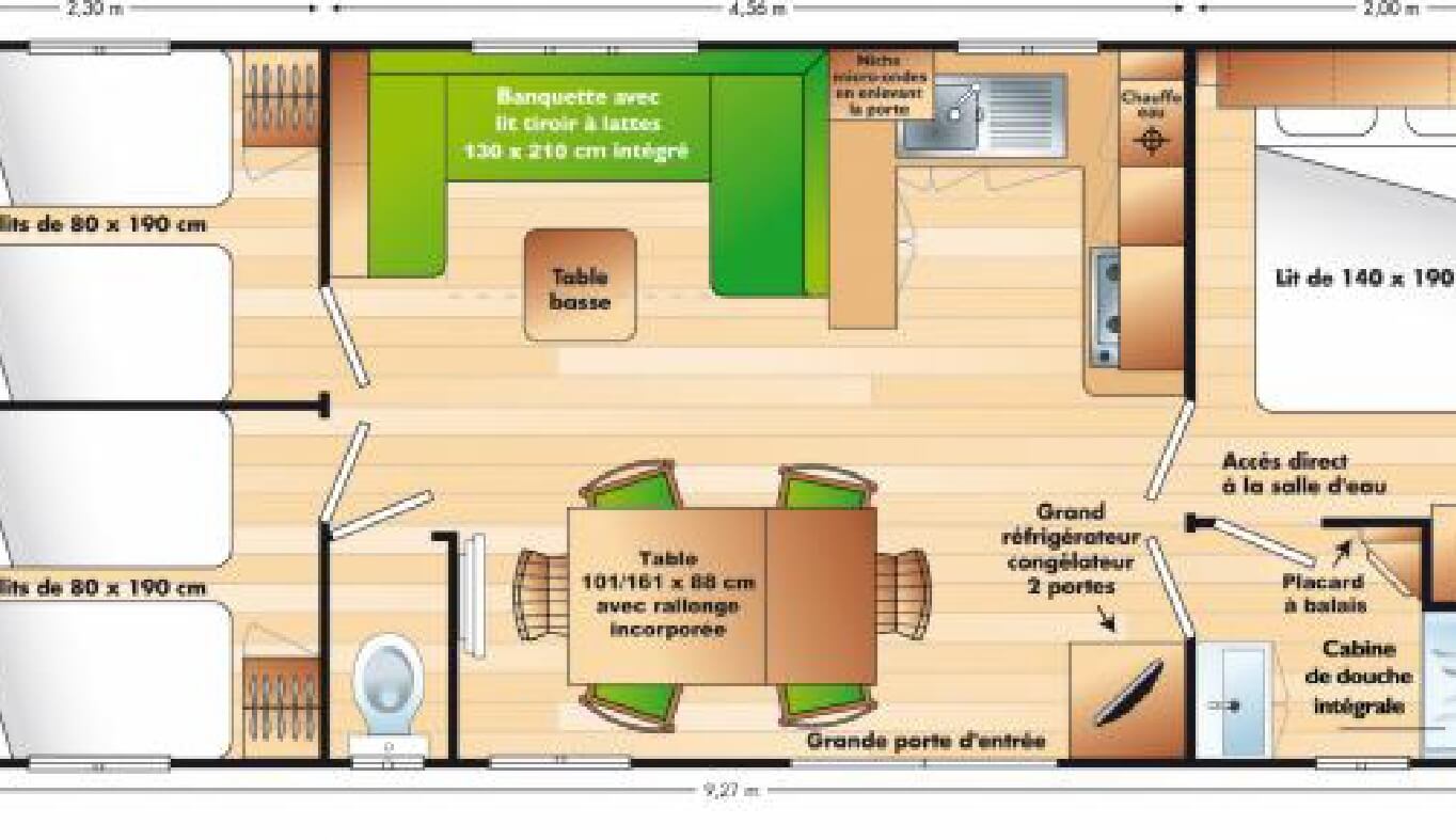 Plan du mobil-home Super Octalia MOBIL-HOME O’HARA 884