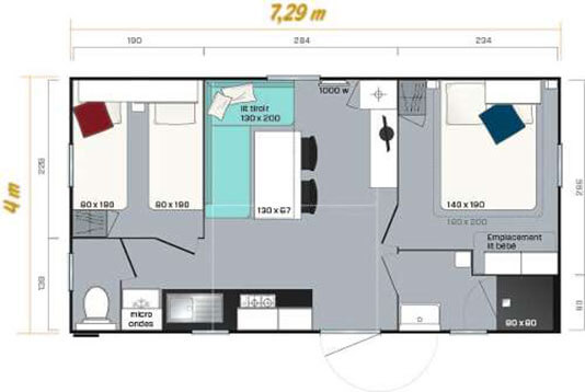 Plattegrond stacaravan Super Mercure